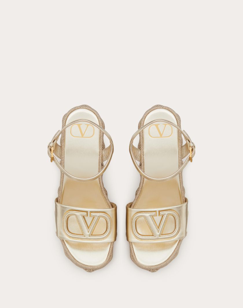 VLOGO CUT-OUT WEDGE SANDAL IN LAMINATED NAPPA LEATHER 110MM - Image 4
